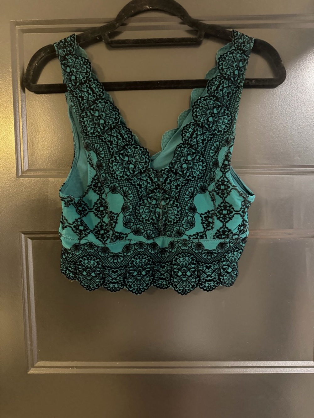 Free People Teal Dress with Black Lace Accents - Picture 3 of 3